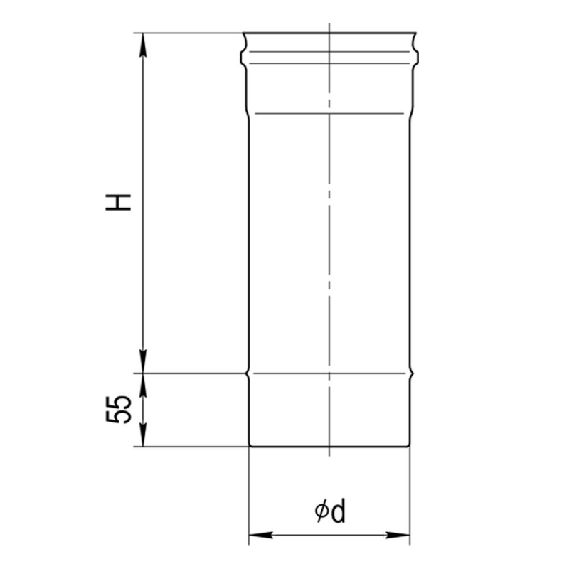 Дымоход 0,5 м (430/0,8 мм), 115 мм