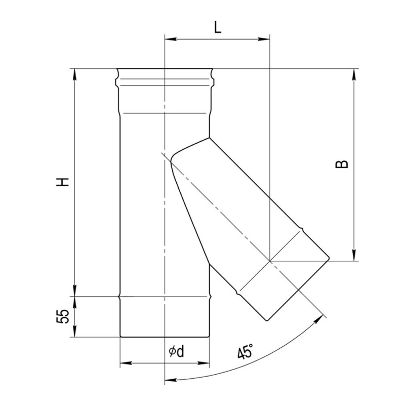 Тройник-К 135° (430/0,8 мм), 115 мм