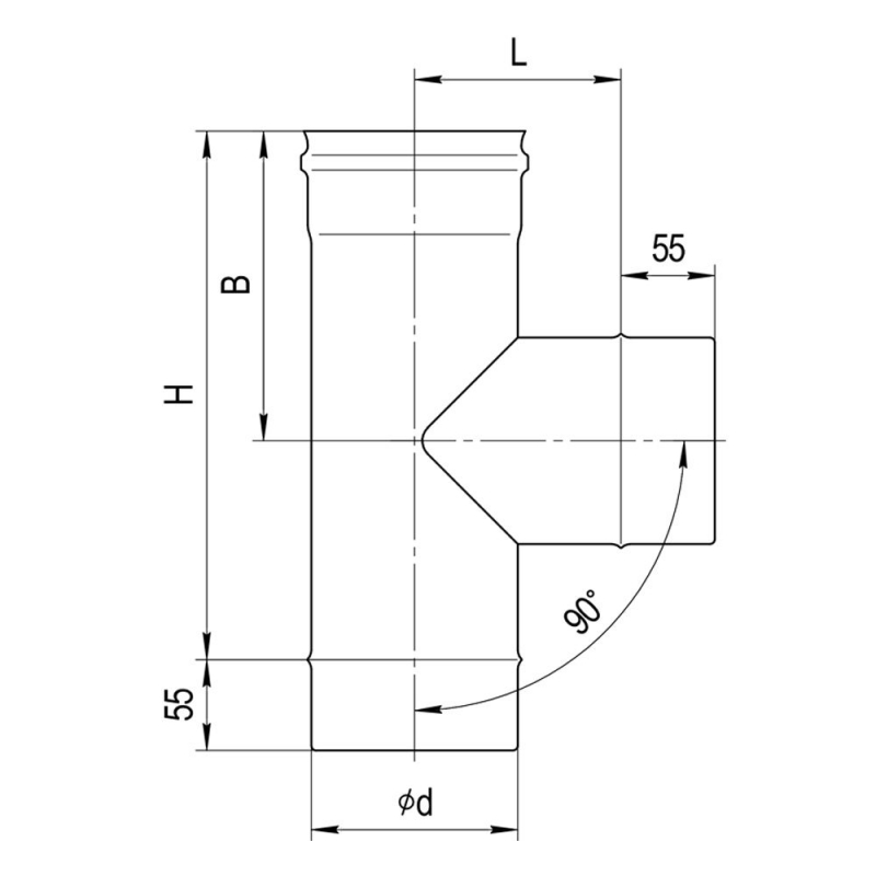 Тройник-К 90° (430/0,8 мм), 115 мм