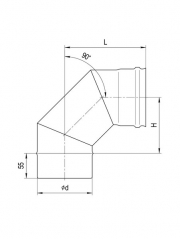 Колено 90° 3 секции (430/0,8 мм), 120 мм