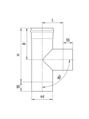 Тройник 90° (430/0,8 мм), 150 мм