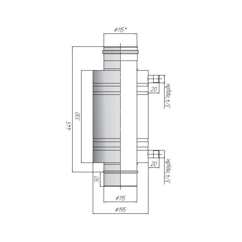 Бак-теплообменник ТиС Титан 8 л (304), 115 мм