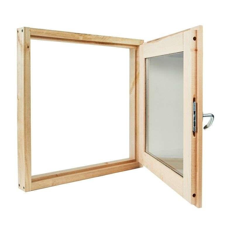 Окно для бани 40х40 см (липа, стеклопакет)